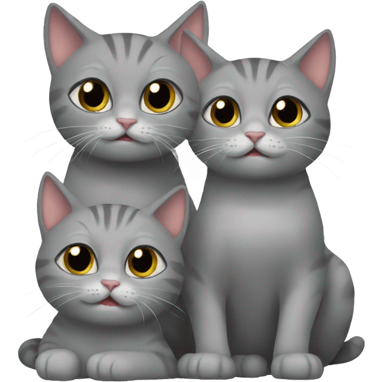 2 gray cats with kittens emoji