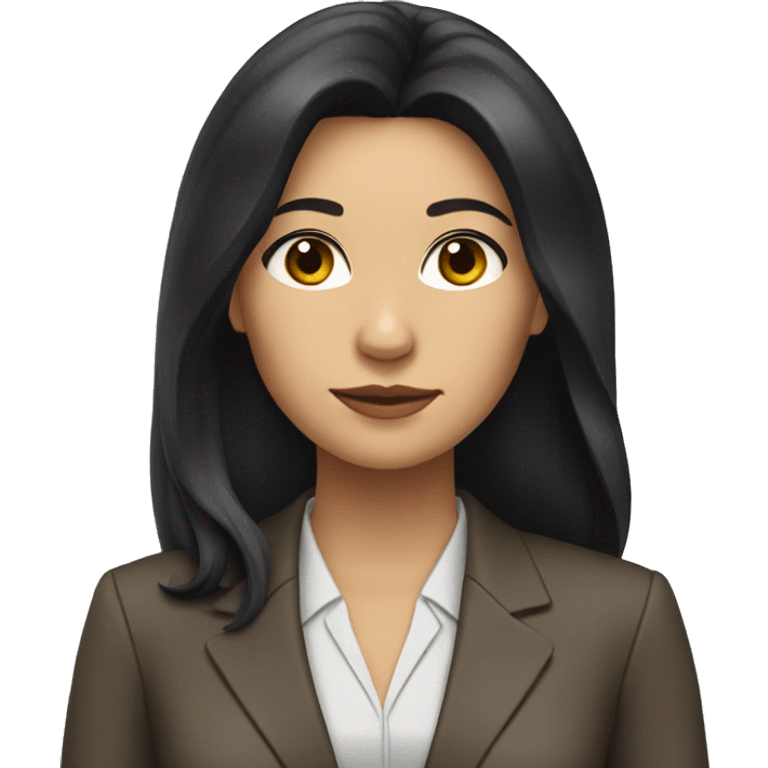 Female defense attorney with long black hair with brown suit emoji