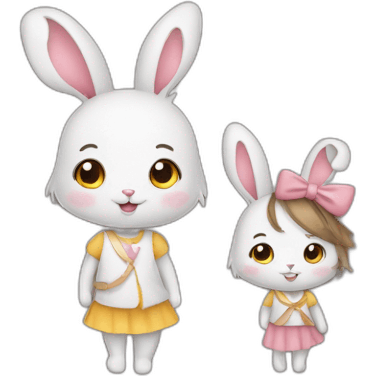 lapin avec une petite fille emoji