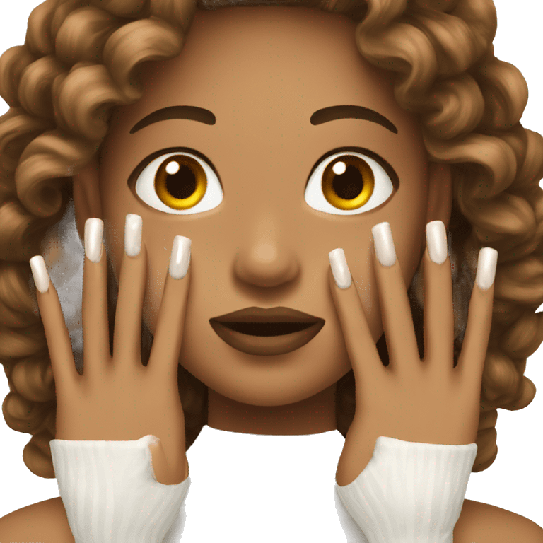 nails emoji white color light brown skin emoji