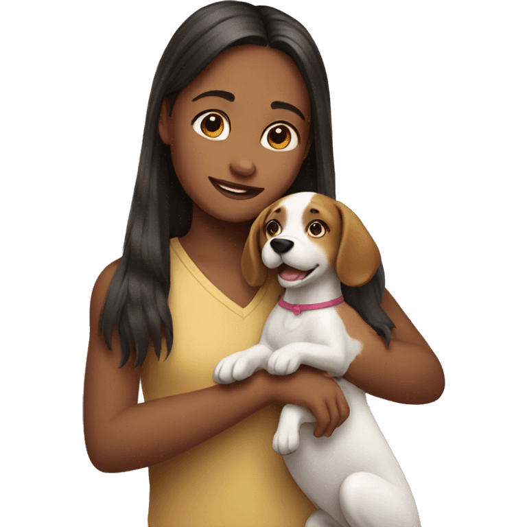 girl petting dog emoji