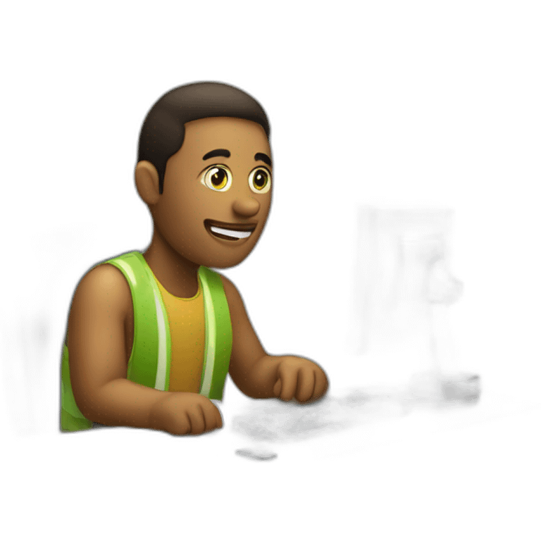 person at computer with money emoji