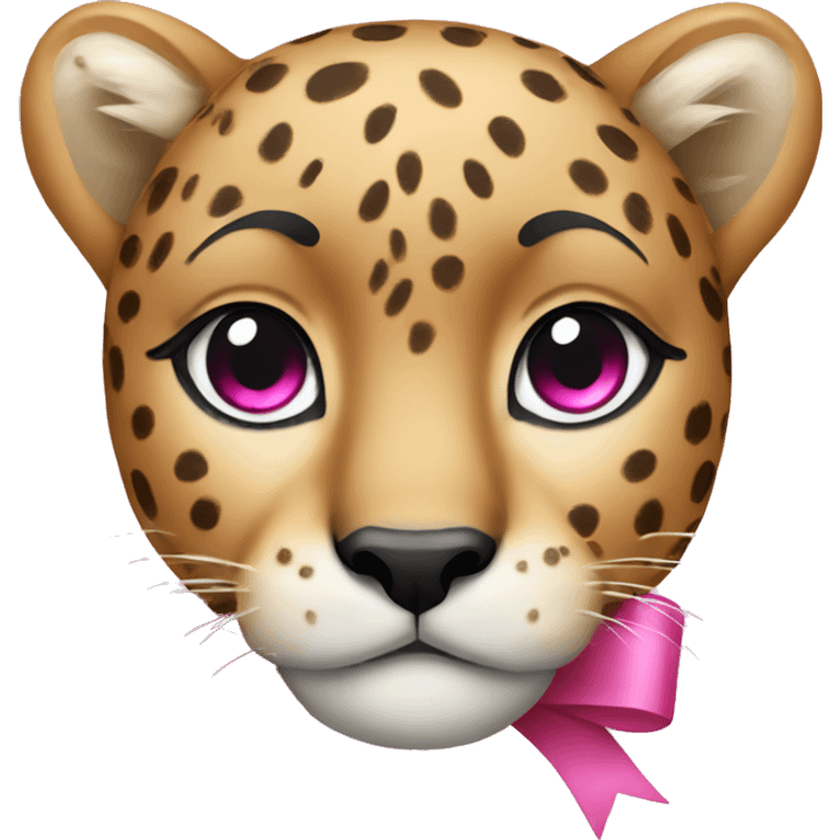 Cheetah with pink bow and sparkles  emoji