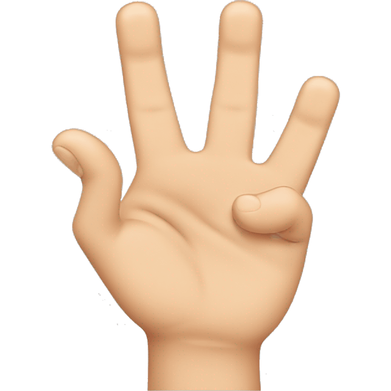 In one hand, the tips of the thumb, middle finger and ring finger are brought together and the index finger and little finger are lifted into the air.


 emoji