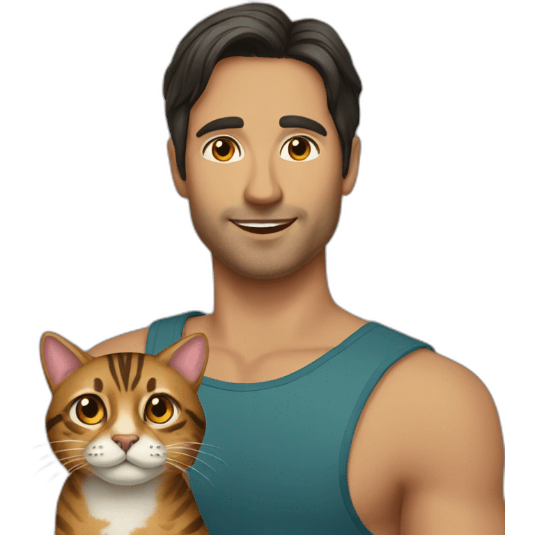 Man-with-dark-hair-with-bengal-cat emoji