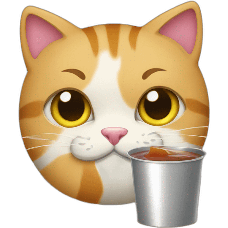 Cat eating drink can emoji