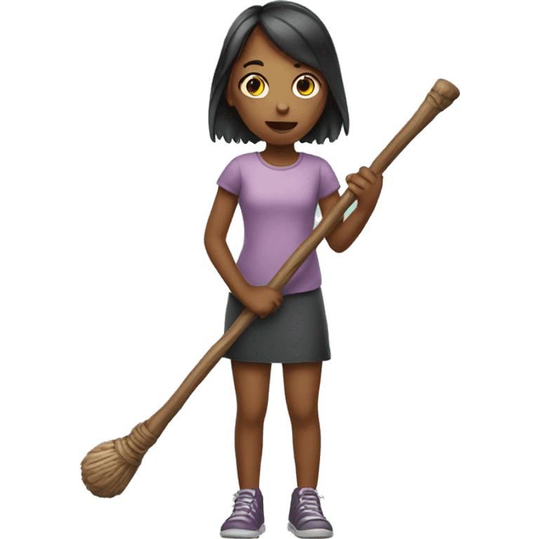 Girl holding a stick emoji