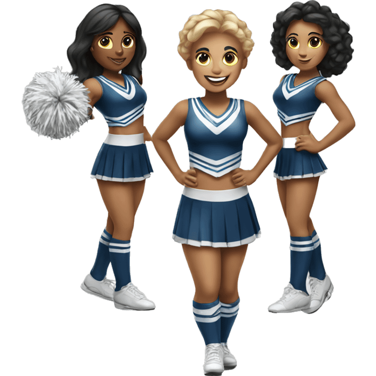 Three female cheerleaders one Hispanic two black  emoji