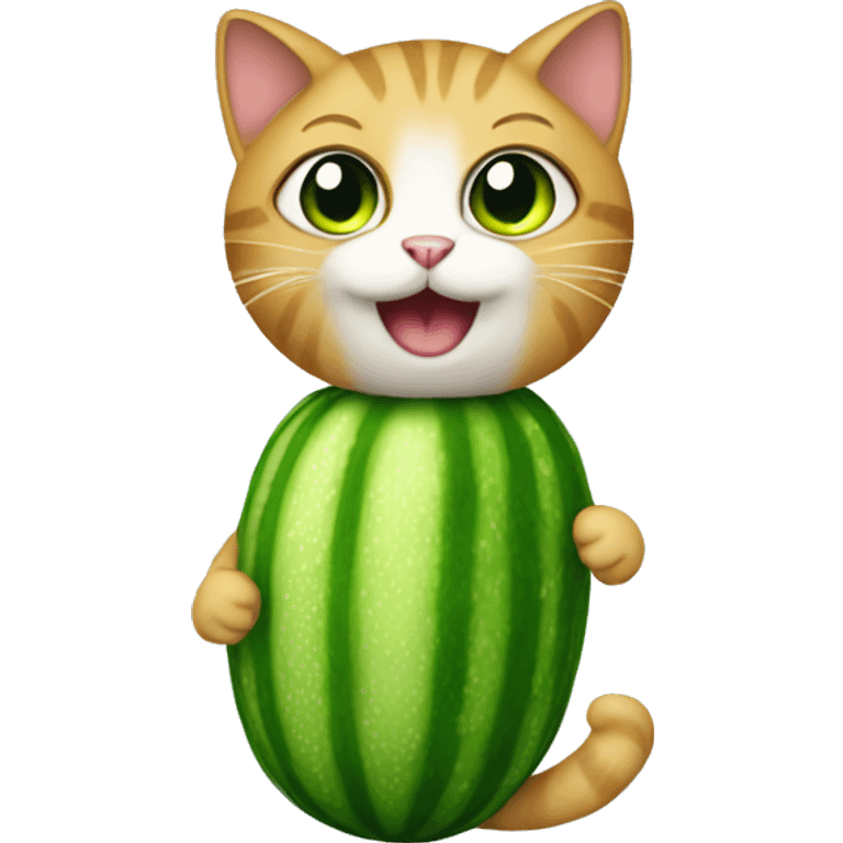 Cat wearing a cucumber costume  emoji