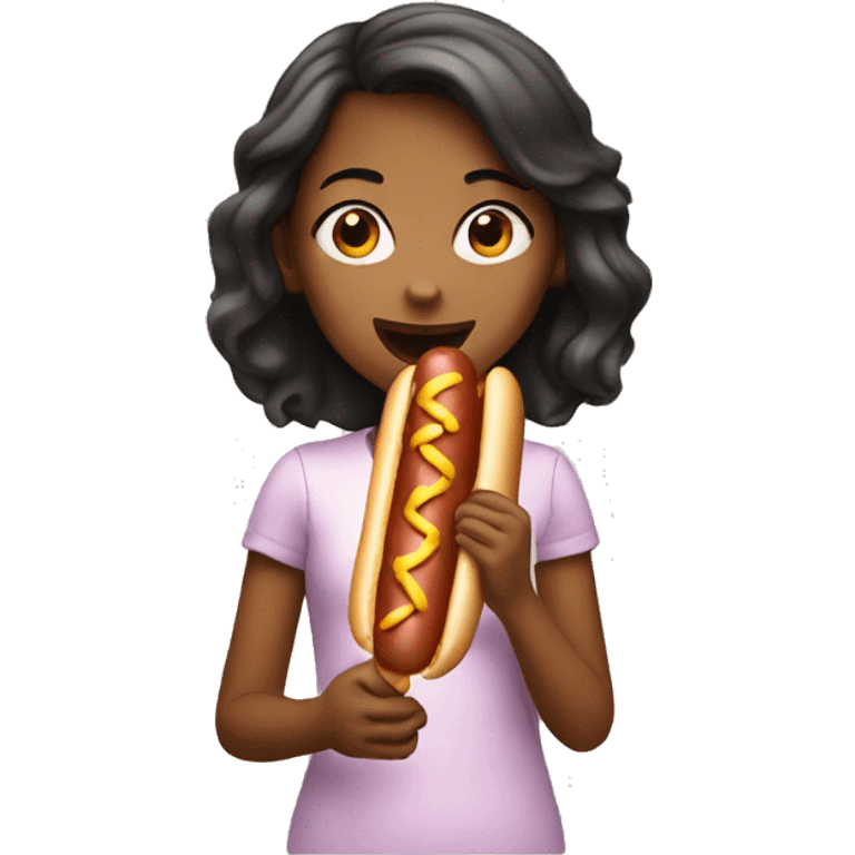 Girl eating hot dog emoji