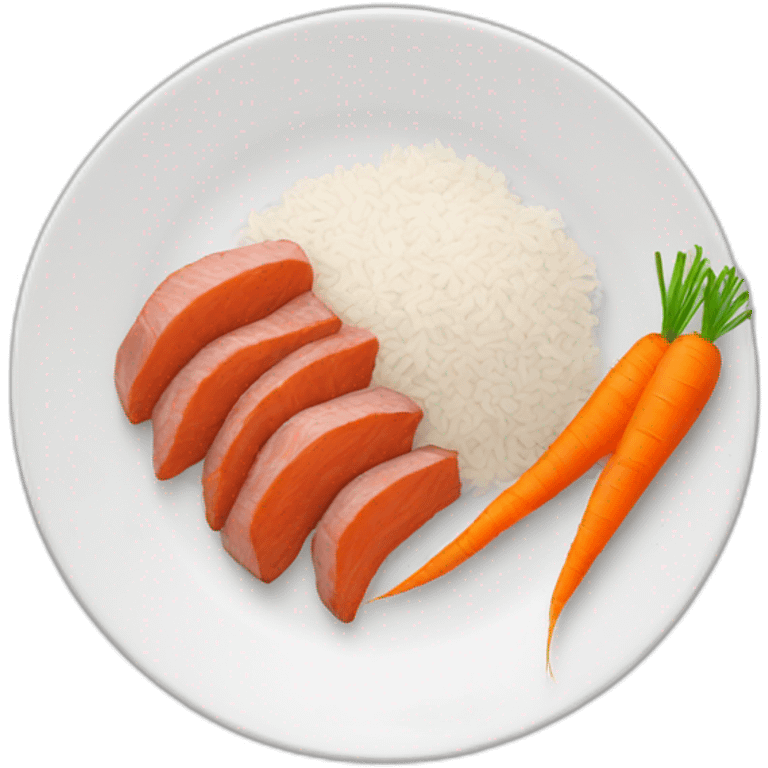 plate with rice, carrot and meat emoji