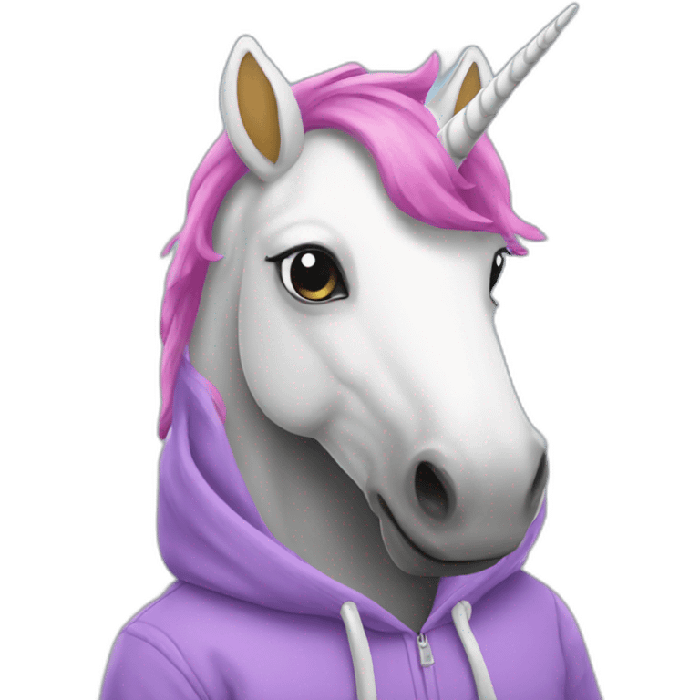 Unicorn wearing hoodie emoji