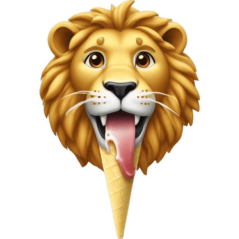 Un lion qui mange une glace  emoji