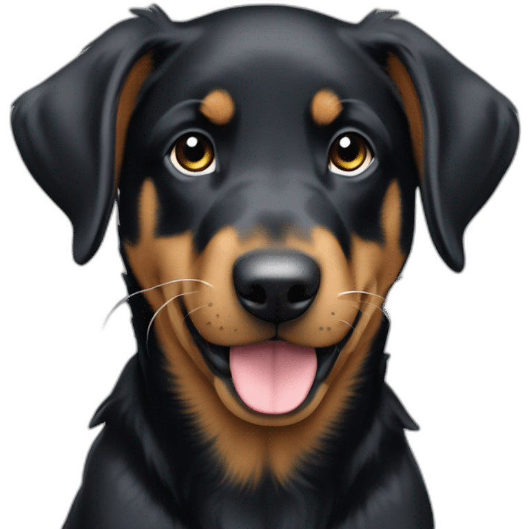 Hungry beauceron puppy with white chest and chin emoji