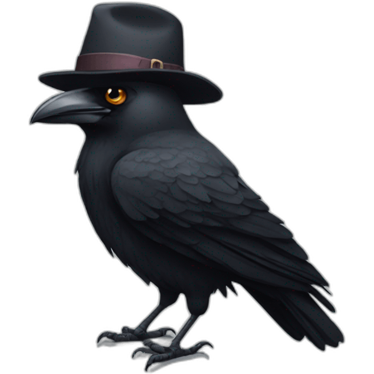 Crow wearing hat emoji