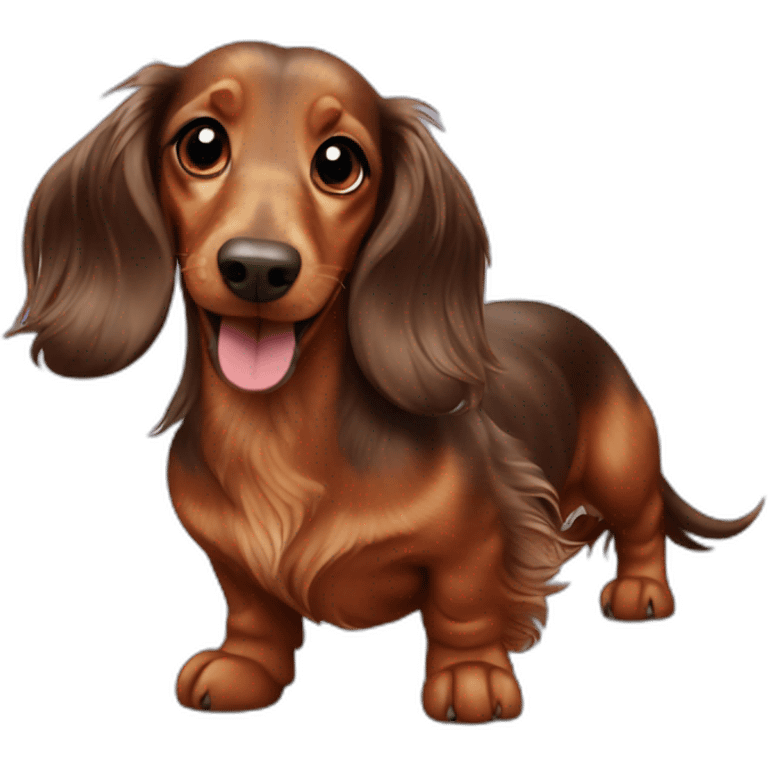 happy long haired brown marble dachshund emoji