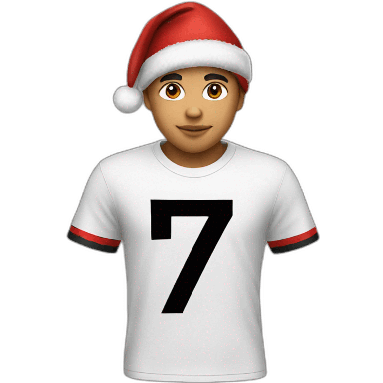 boy with red and black AC Milan t-shirt with Christmas hat emoji