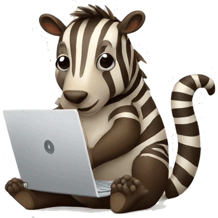 zebra as beaver with laptop emoji