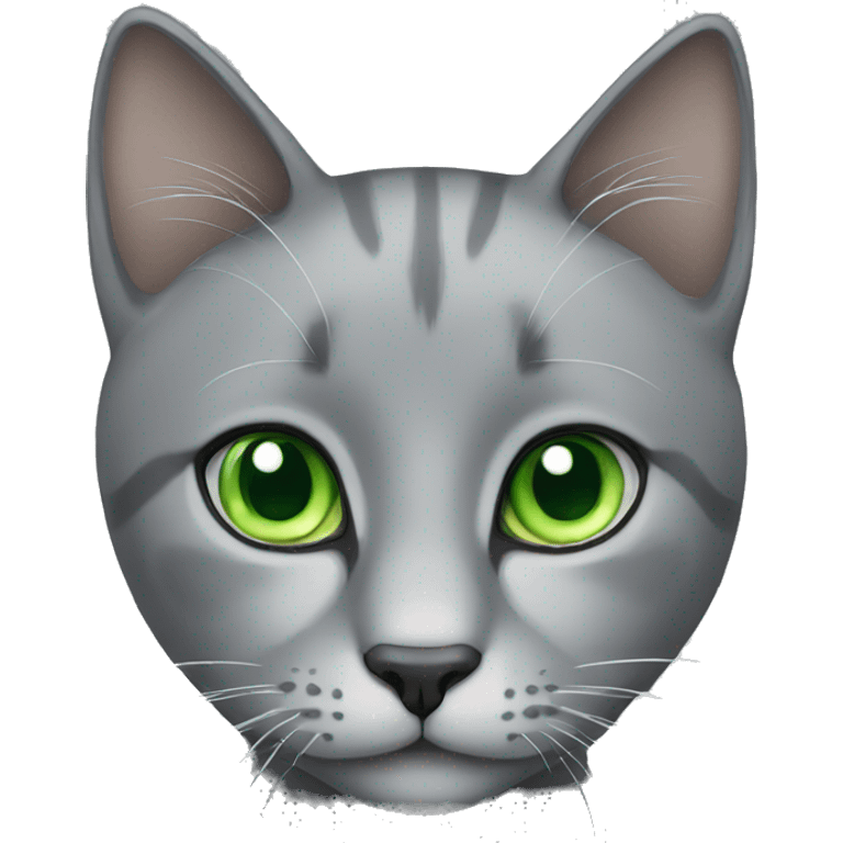 grey cat with green eyes emoji