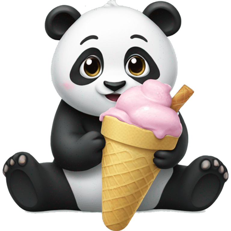 Panda eating ice cream emoji