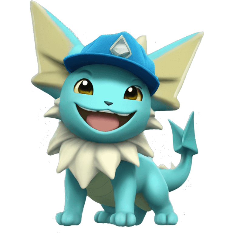 Vaporeon Pokémon wearing hat 3D emoji