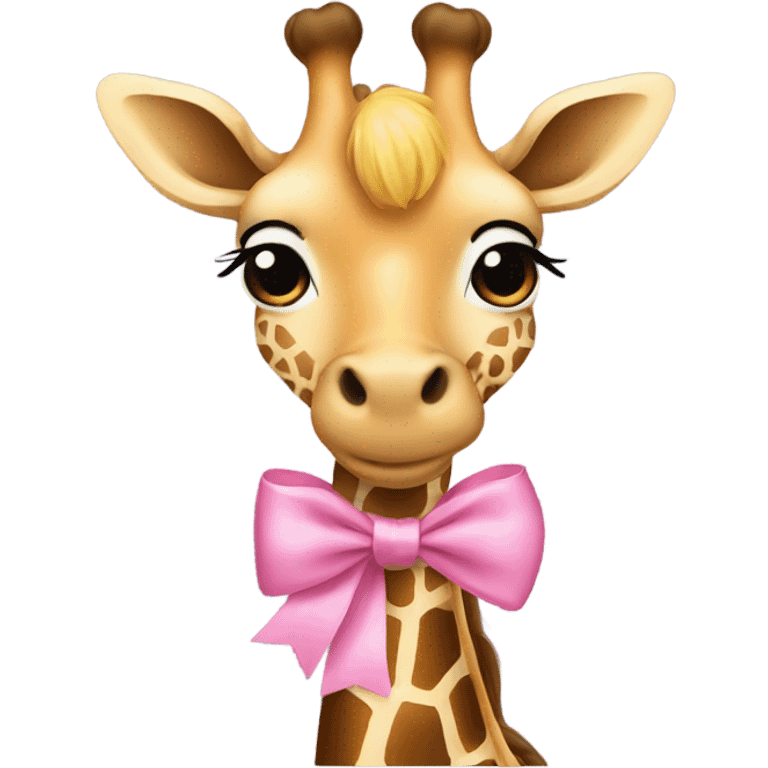 Giraffe with blonde hair and a pink bow  emoji