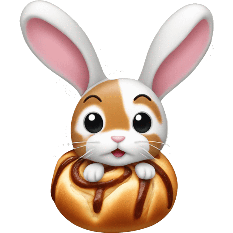 cute bunny with long ears made from a cinnamon bun emoji