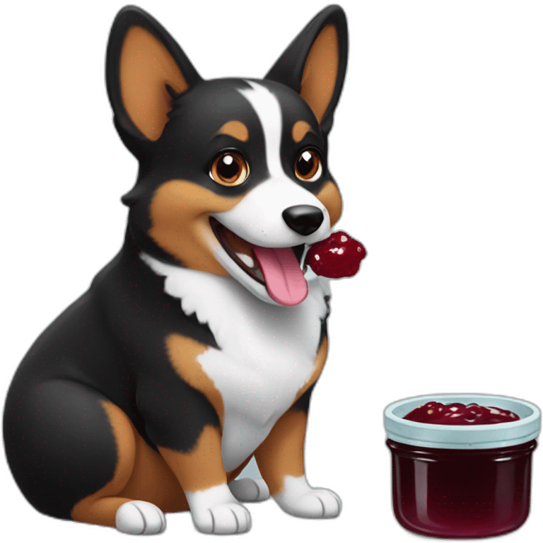 Black corgi eating jam emoji