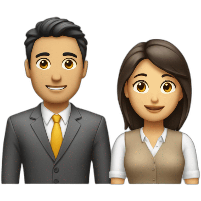 Chico y chica trabajan en oficina emoji