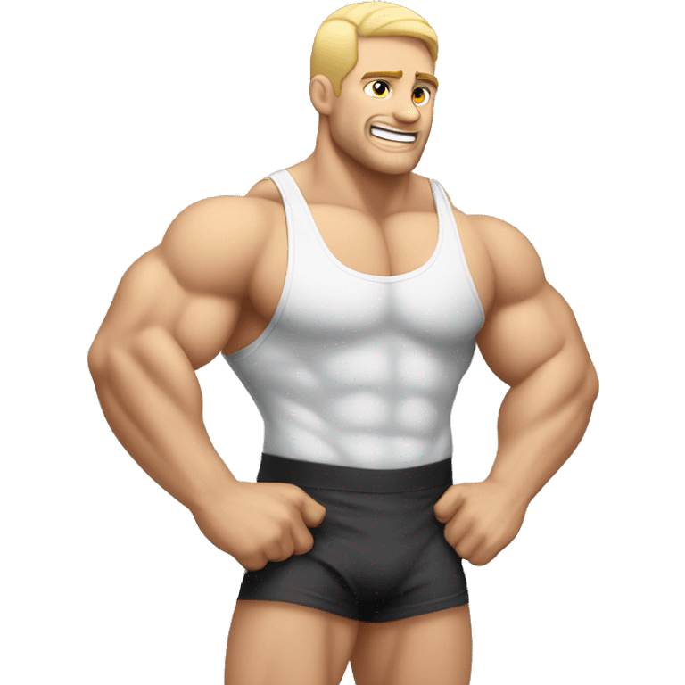 Muscular Caucasian gay bodybuilders wrestling emoji