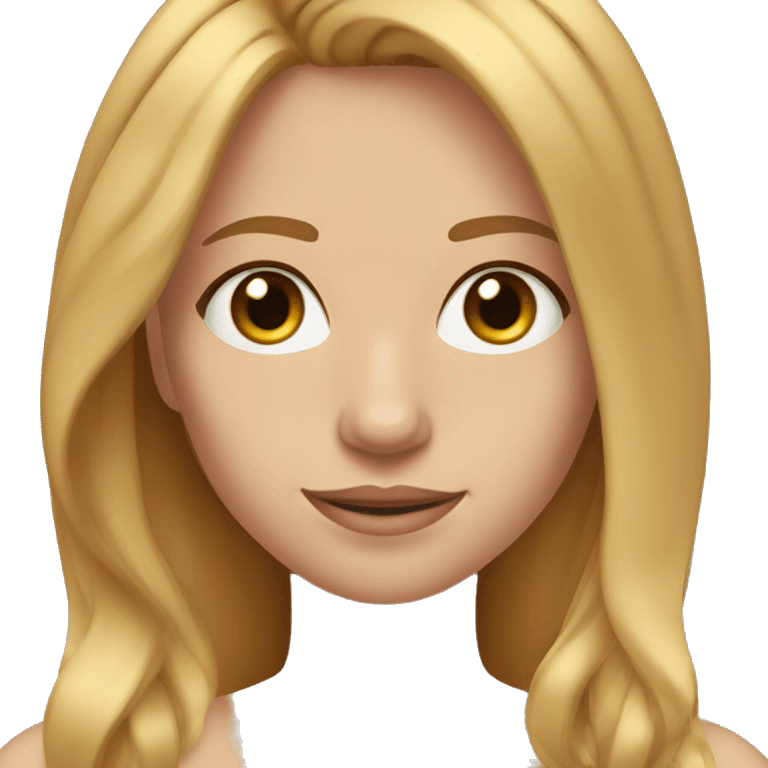 A gingerish blonde girl mid length hair brown eyes and long eyelashes emoji