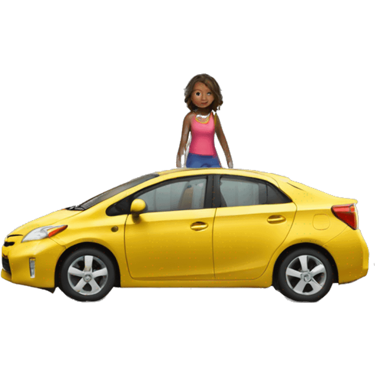 Girl getting locked out of a Prius emoji