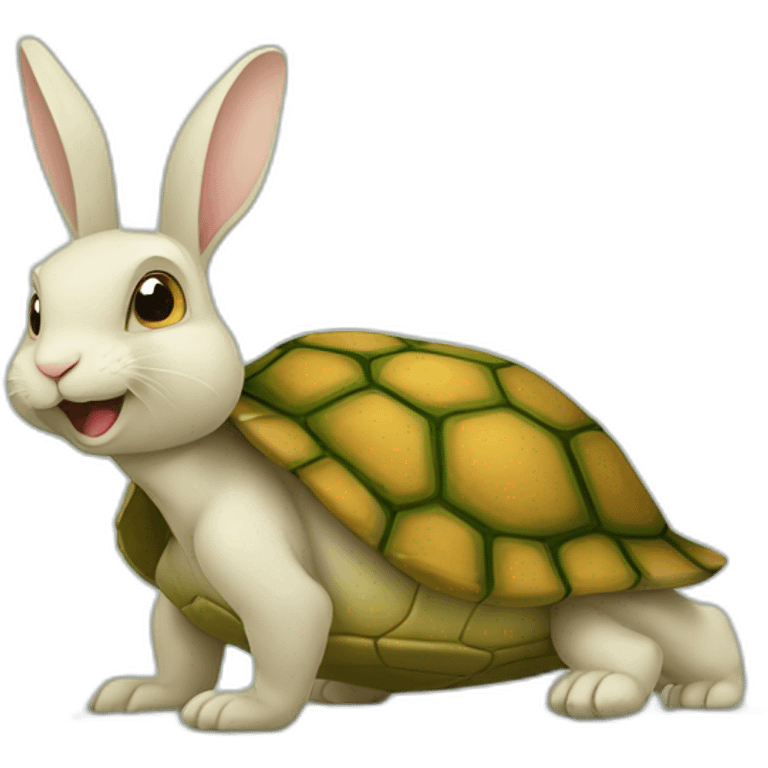 Un lapin sur une tortue emoji