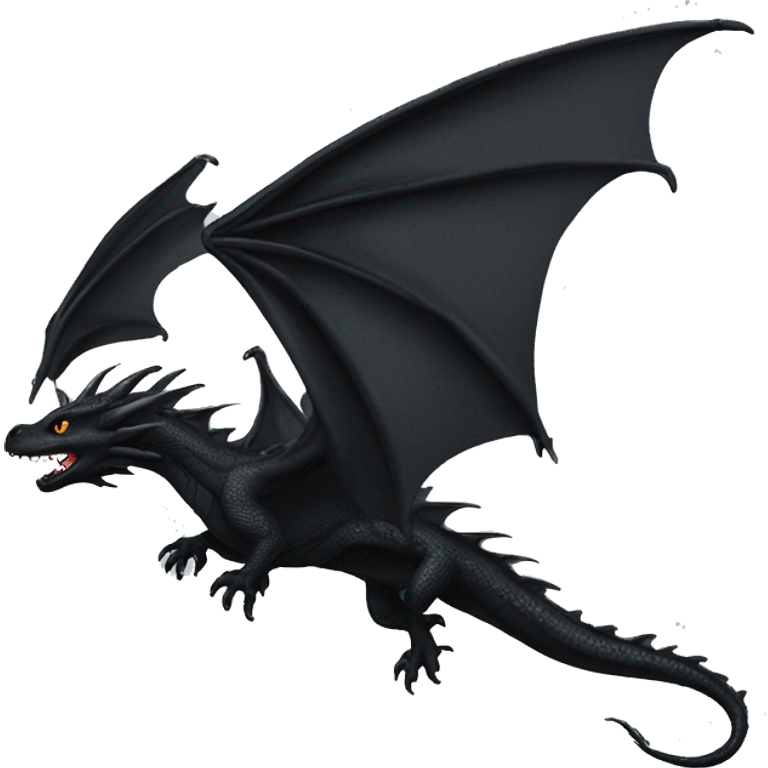 Dangerous dragon all black flying emoji