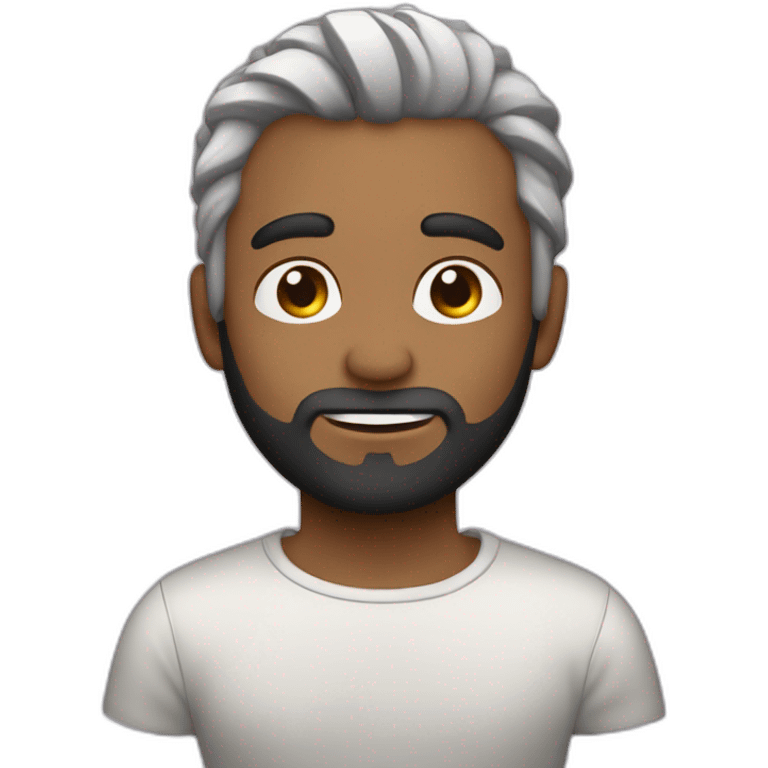 Chico con piel blanca, pelo negro y barba emoji