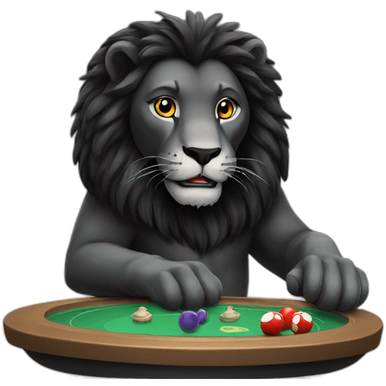 Black lion playing a game emoji