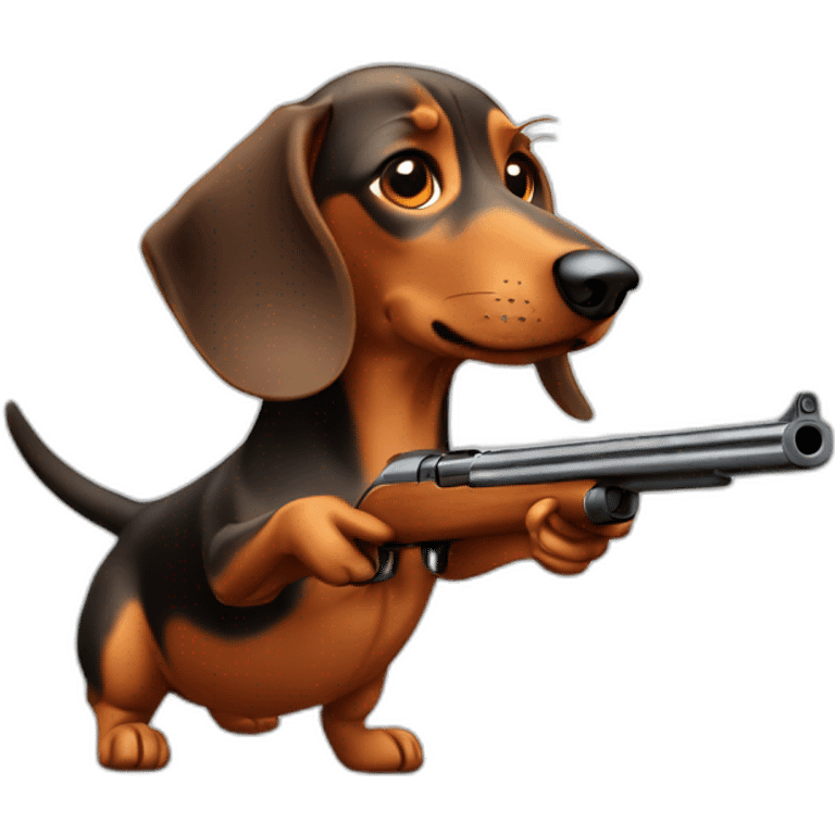 A dachshund shooting a shotgun emoji