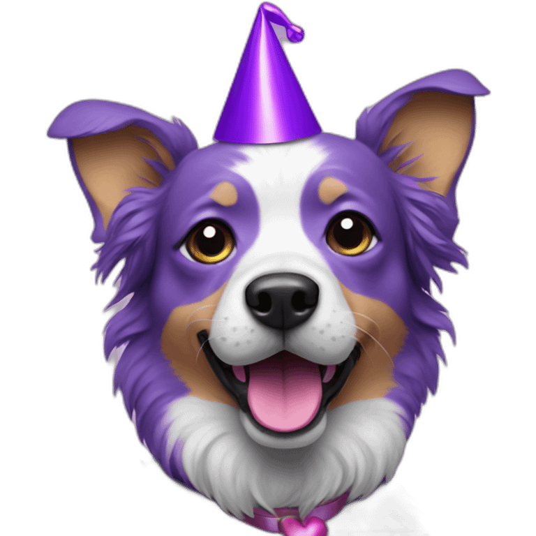 purple dog in a tiny party hat emoji