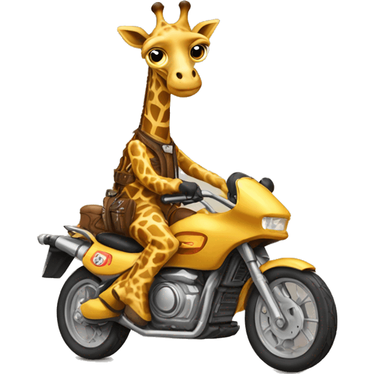 Giraffe riding motorcycle  emoji