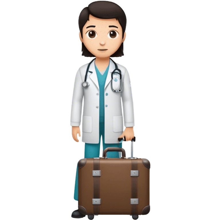 with dark hair and a doctors suit case emoji