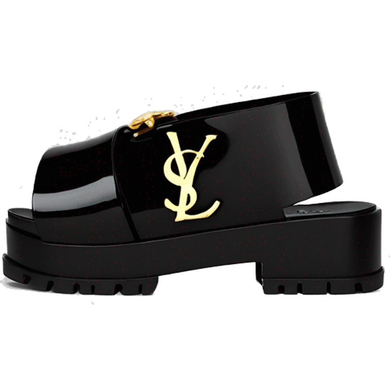 Ysl OPYUM SANDAL IN  PATENT LEATHER BLACK with ysl symbol in bottom  emoji