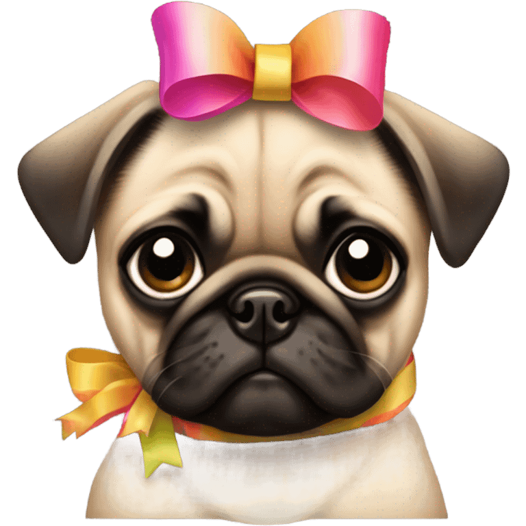 Pug puppy with bows emoji