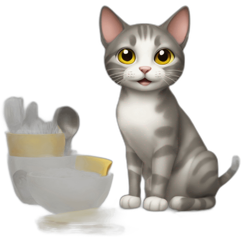 Cat doing dishes emoji