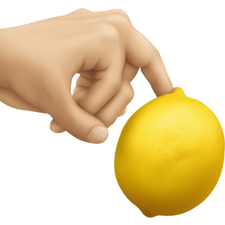 a hand squeezing a lemon emoji