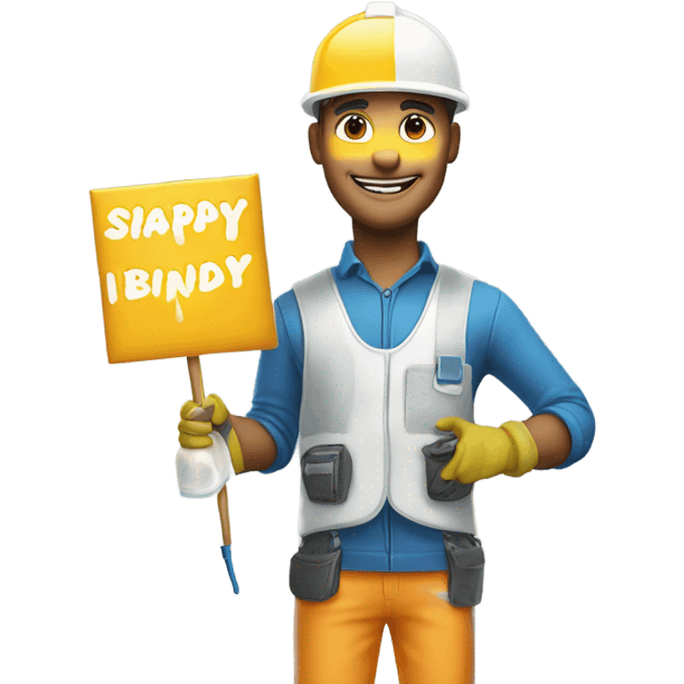 Spray foam worker saying Happy Birthday  emoji