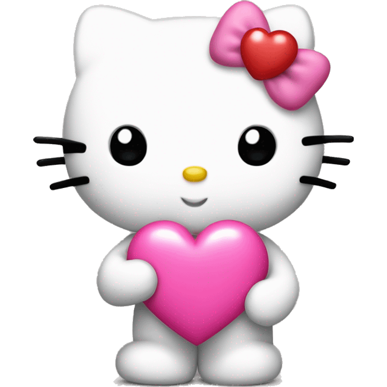 hello kitty holding a pink heart emoji