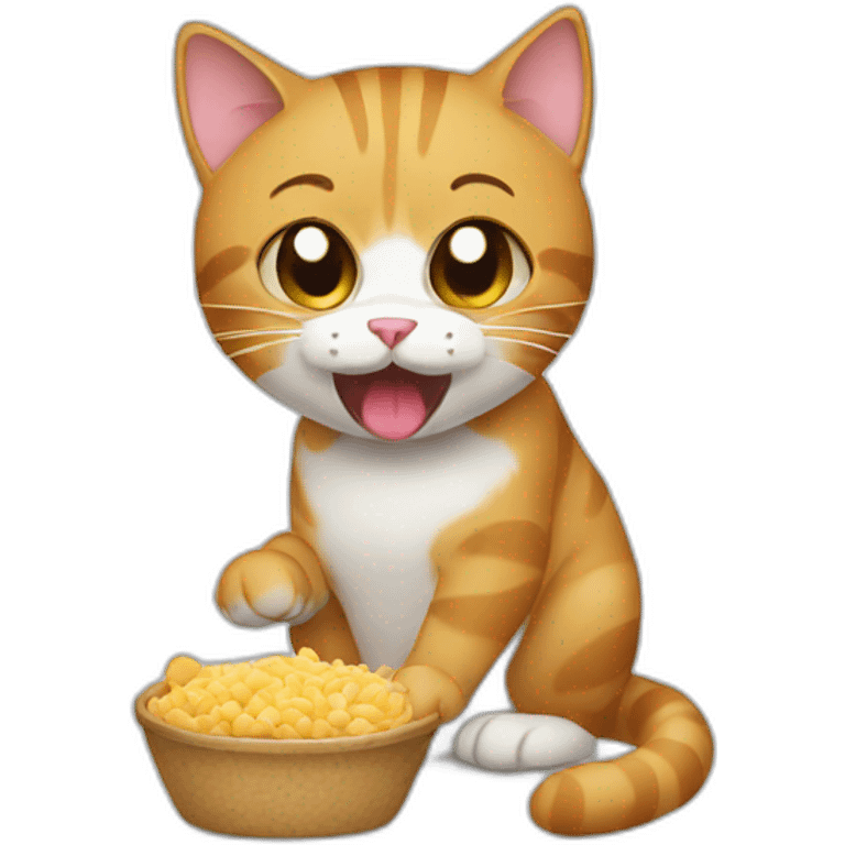 cat eats food emoji