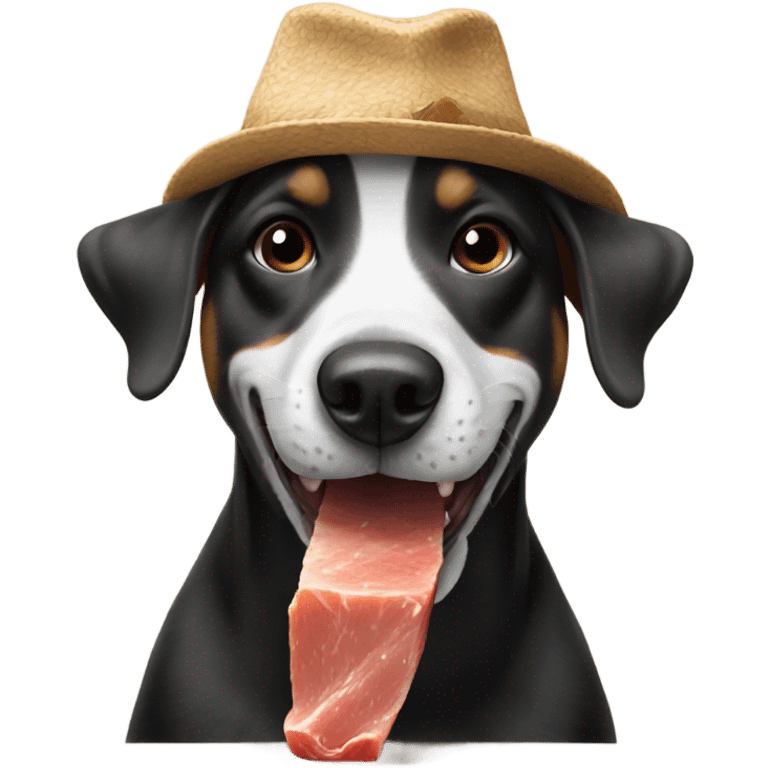 Dog eating food in a hat emoji