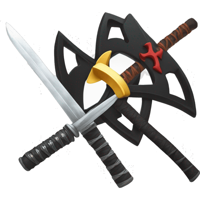 shuriken and katana emoji