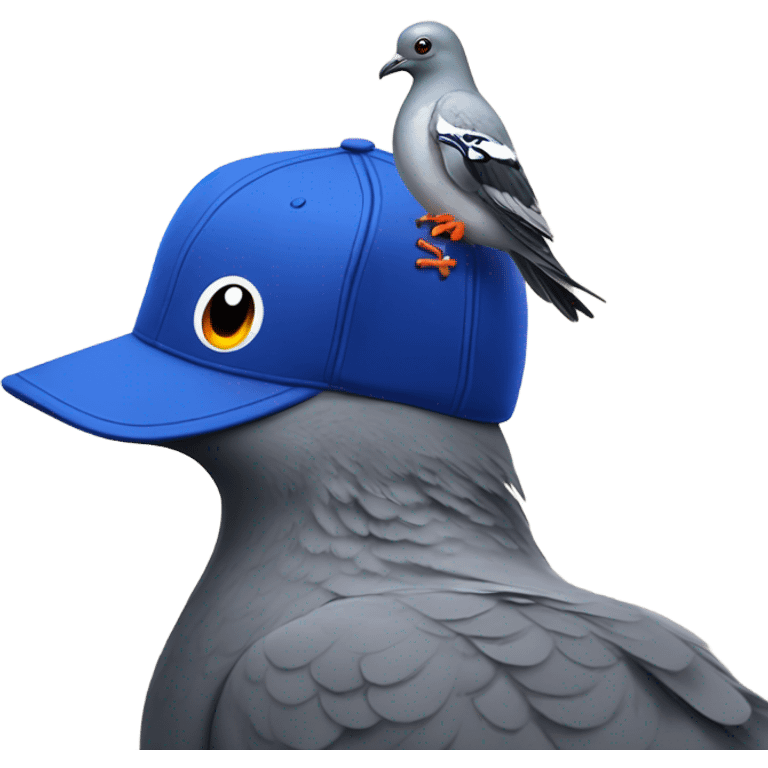 Pigeon with a Mets hat emoji